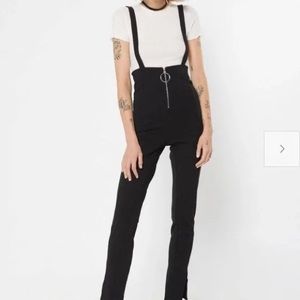 Black O Ring Zip Suspender Jumpsuit